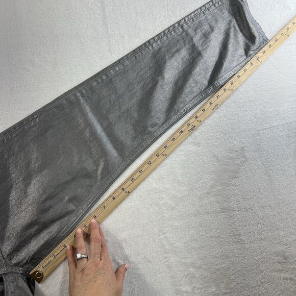 Veronica Beard Sz 23 Daniela Metallic Straight Leg Jean in Light Gunmetal Grunge - Picture 15 of 16